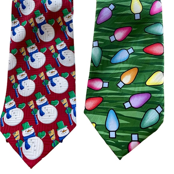 Lot of 2 Holiday Christmas Neck Ties - Picture 1 of 3